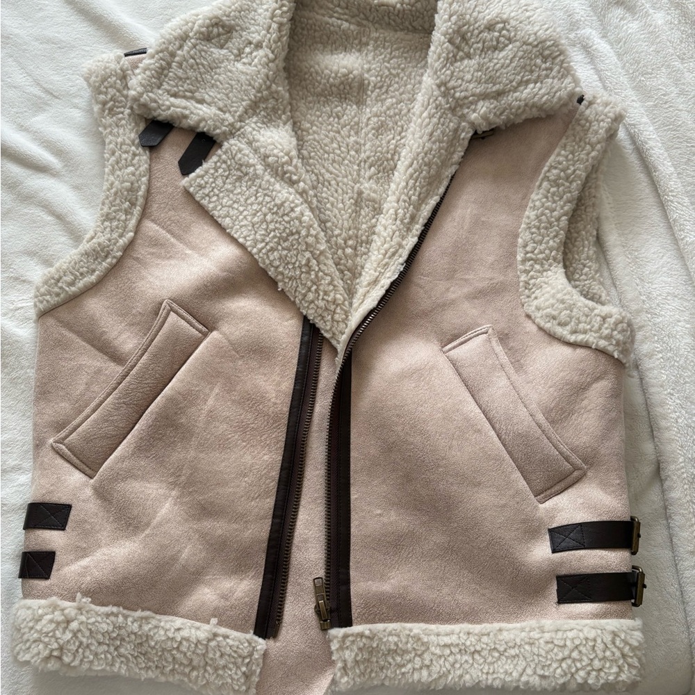 Shearling Lined Vest with Zipper